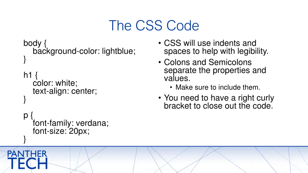 the css code