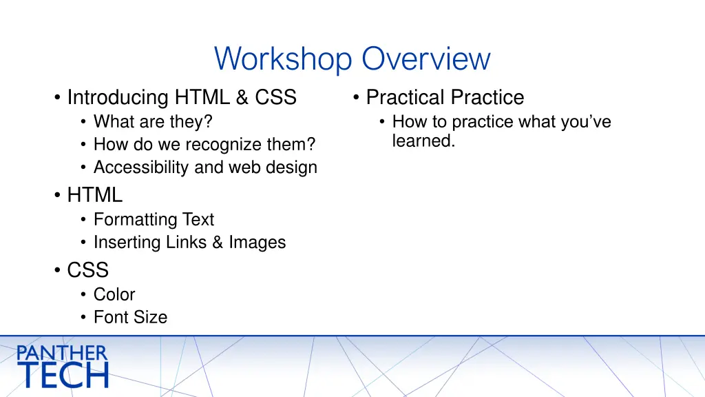 workshop overview