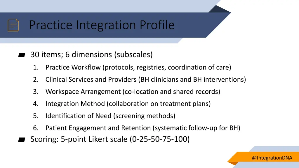 practice integration profile 1