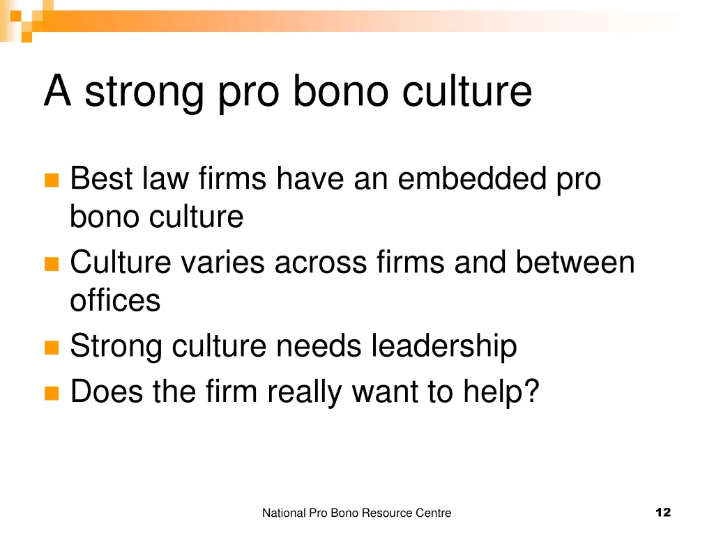 a strong pro bono culture