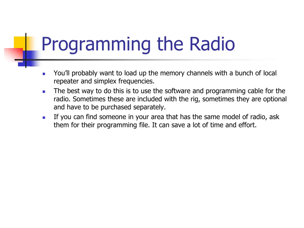 programming the radio 1