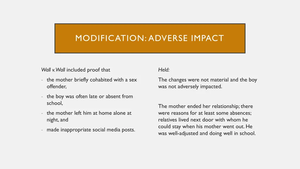 modification adverse impact