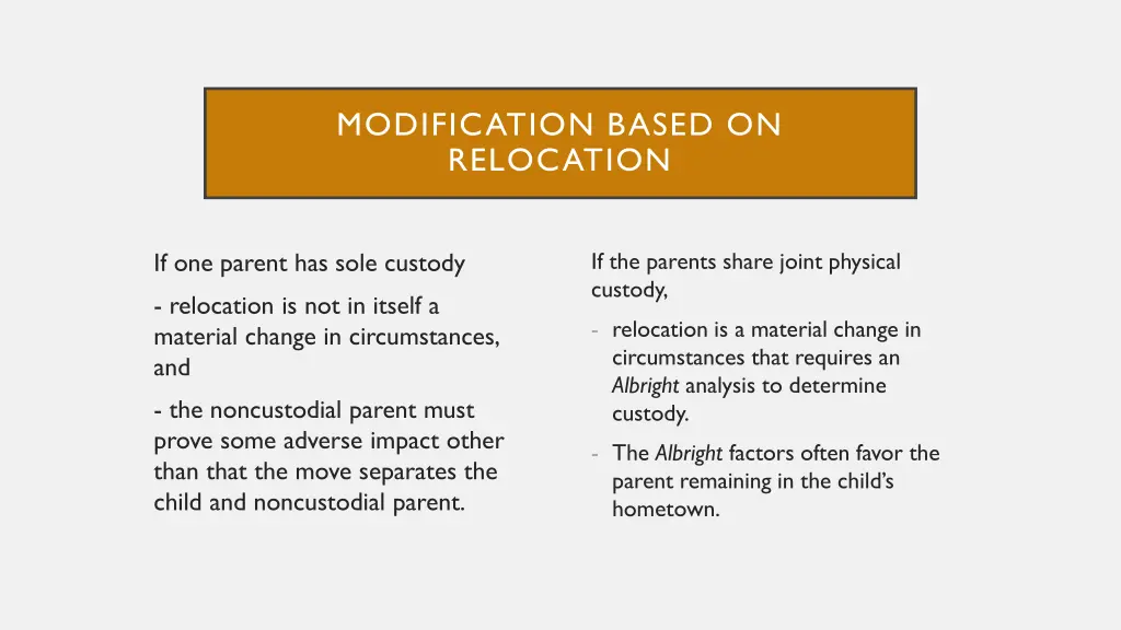 modification based on relocation