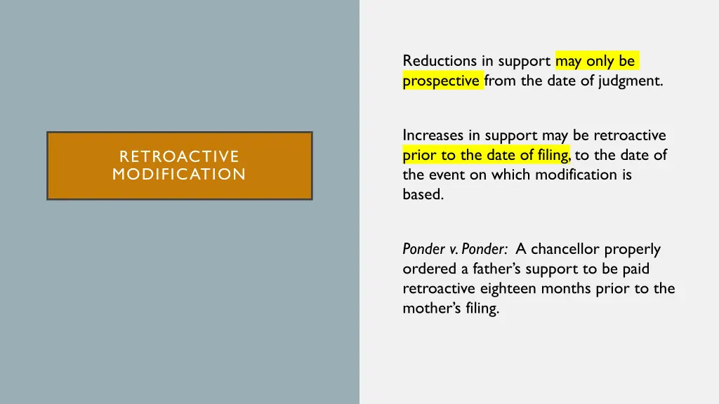 reductions in support may only be prospective