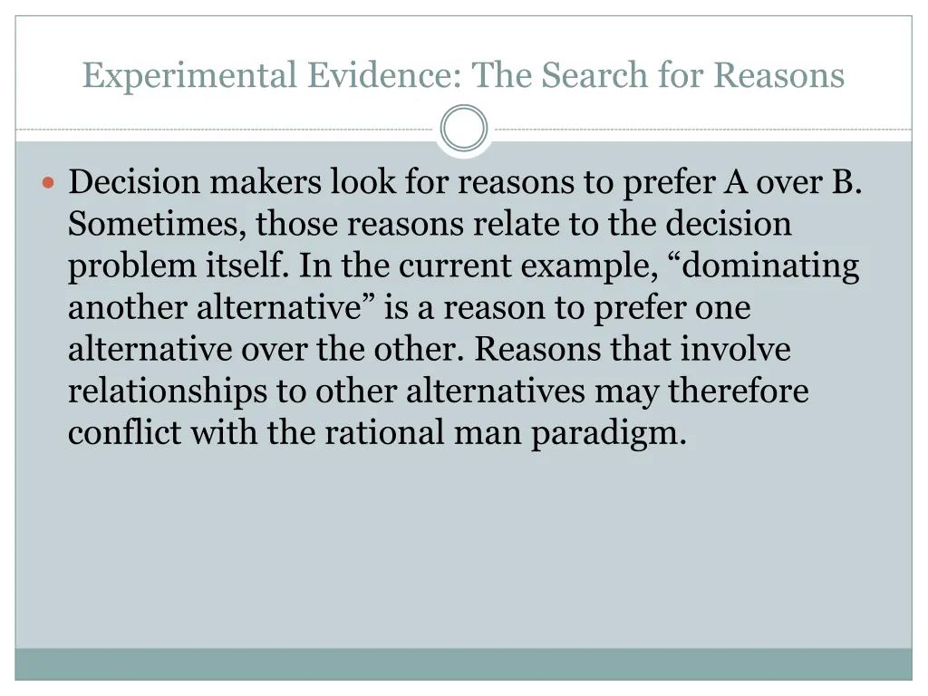 experimental evidence the search for reasons 1