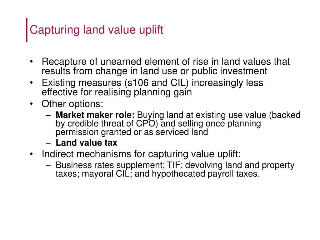 capturing land value uplift