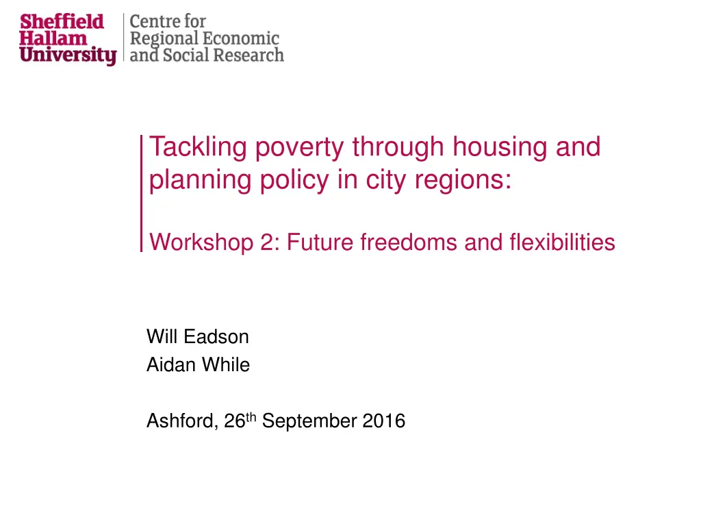 tackling poverty through housing and planning