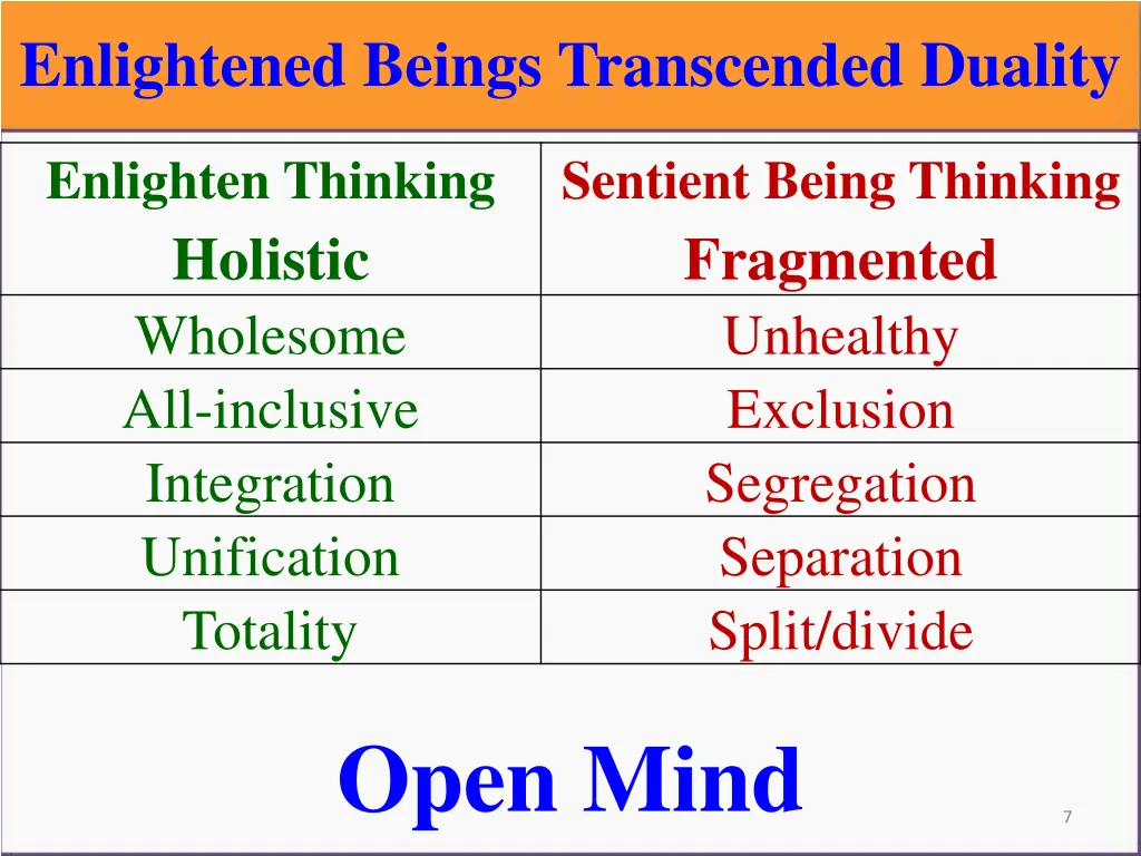 enlightened beings transcended duality
