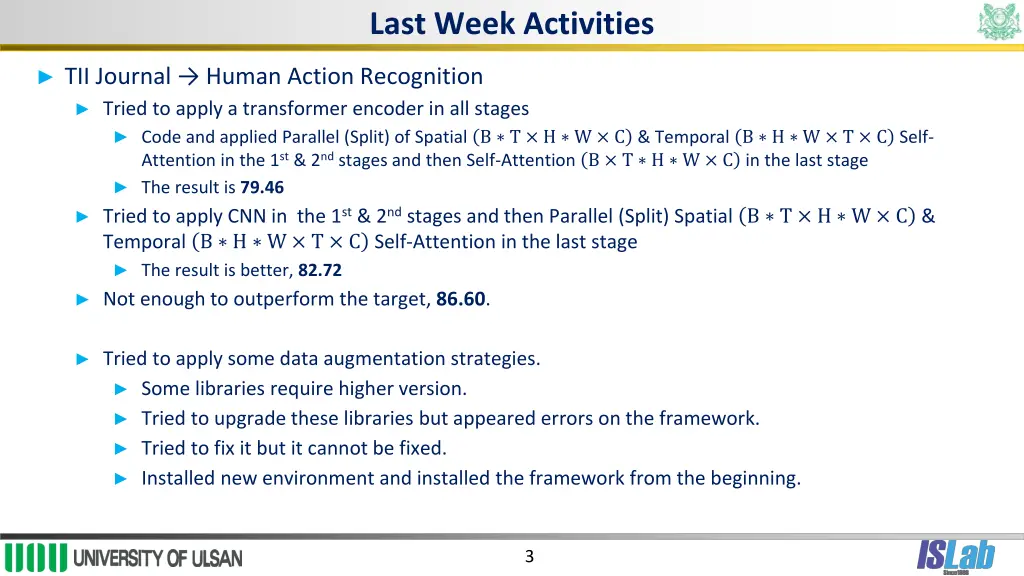 last week activities 1