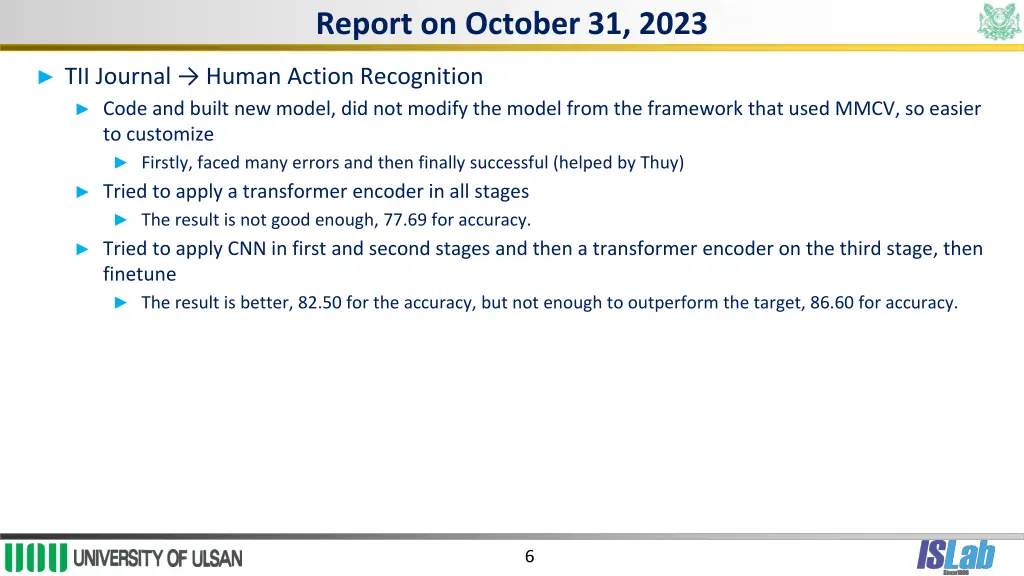 report on october 31 2023