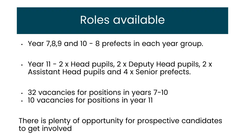 roles available