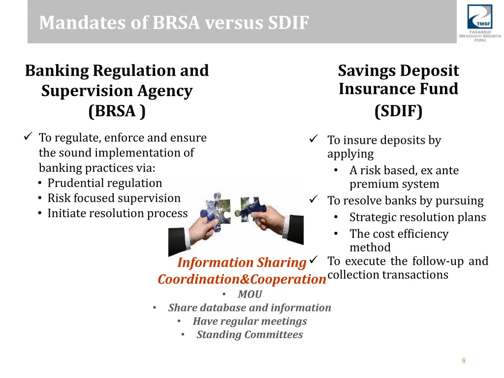 mandates of brsa versus sdif