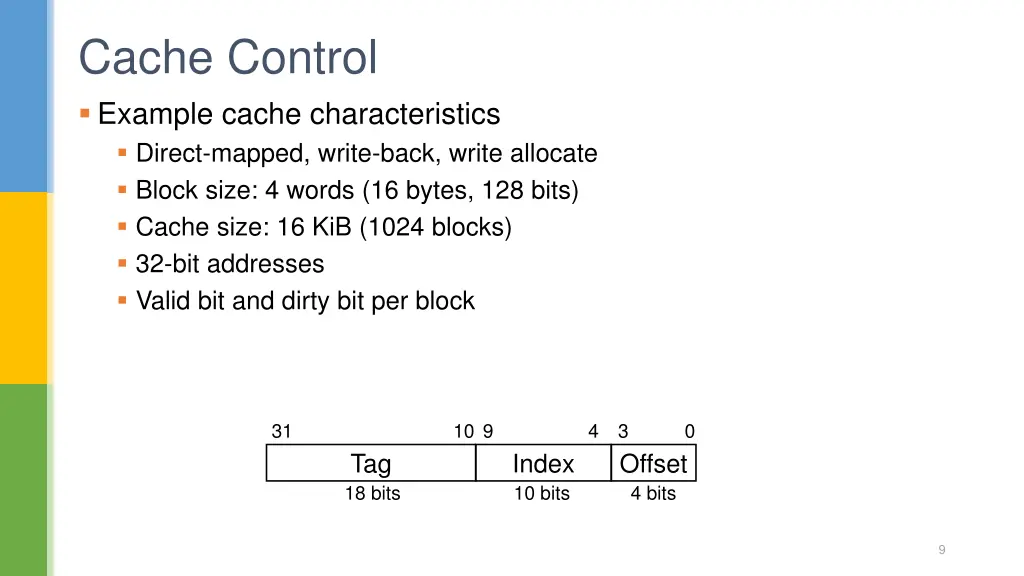cache control example cache characteristics