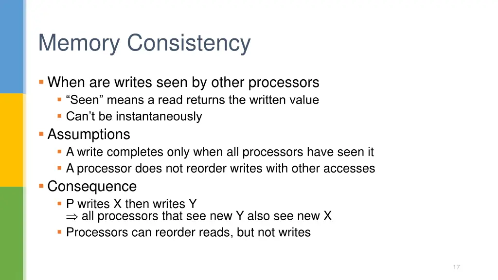 memory consistency