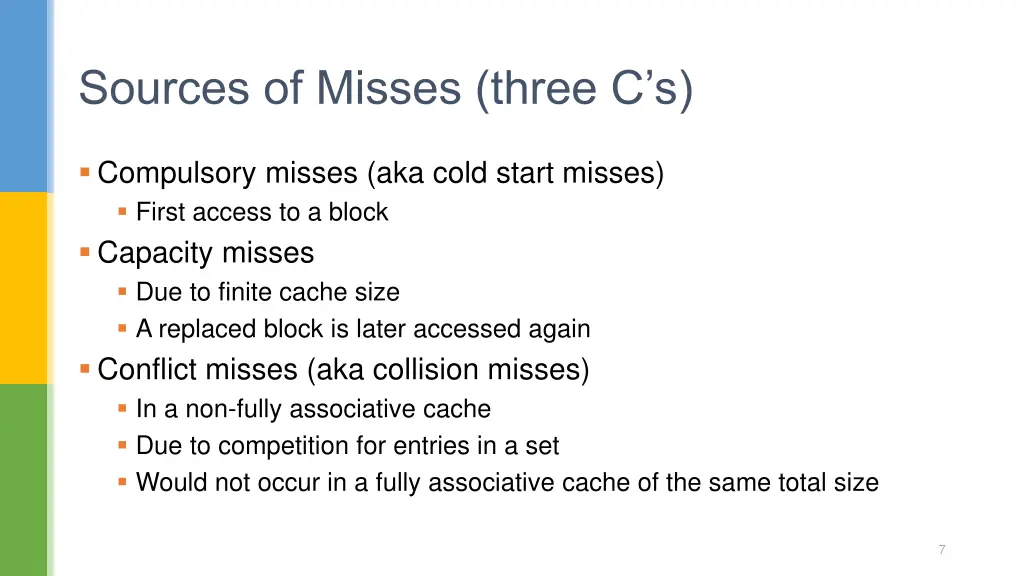 sources of misses three c s