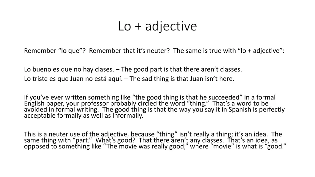 lo adjective