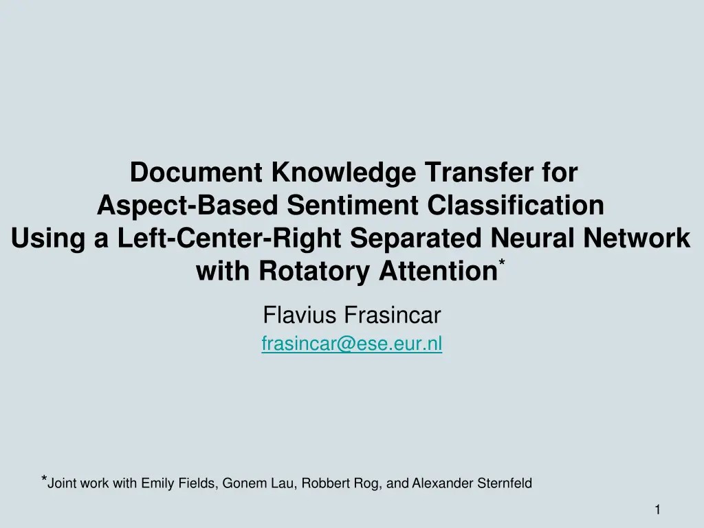 document knowledge transfer for aspect based