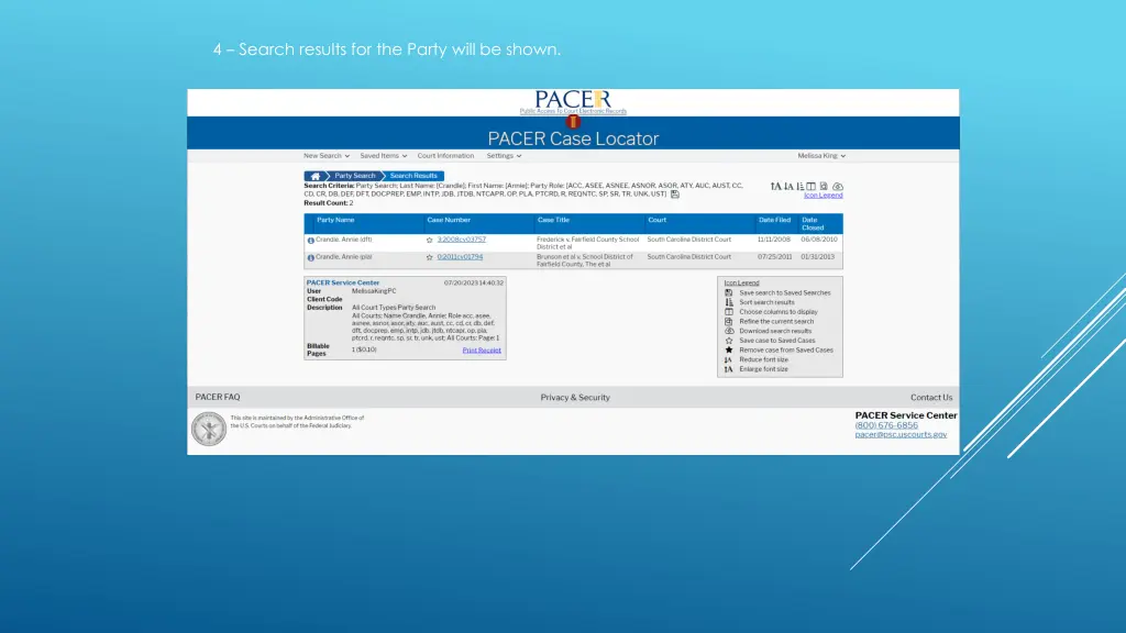 4 search results for the party will be shown