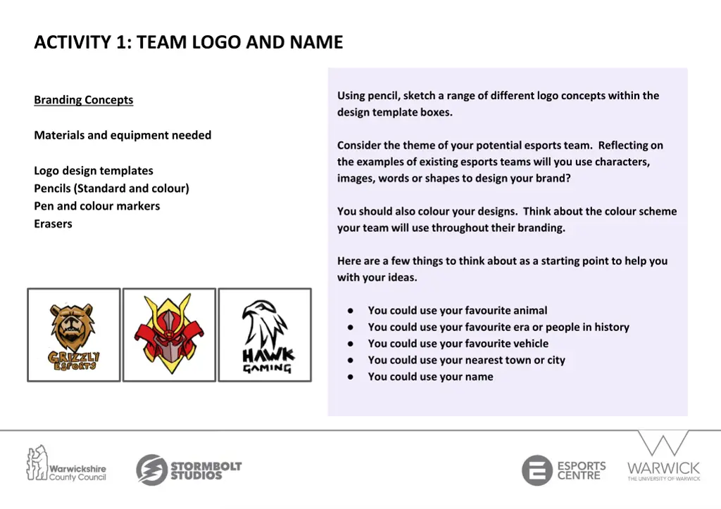 activity 1 team logo and name 2