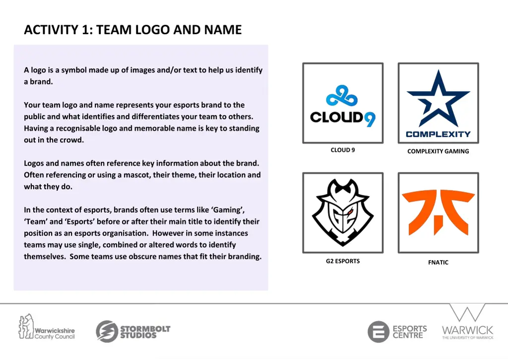 activity 1 team logo and name