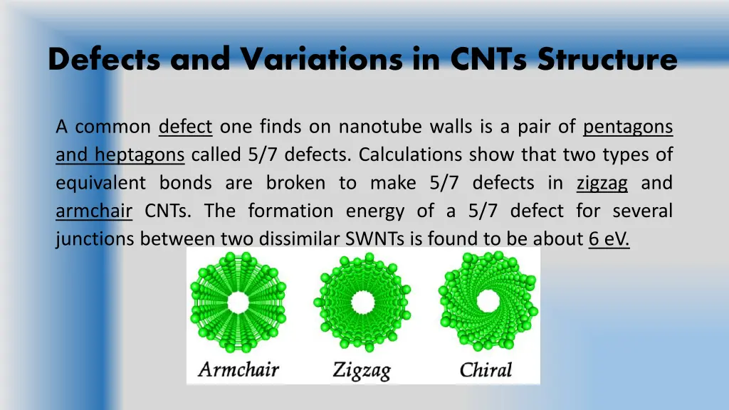 defects and variations in cnts structure