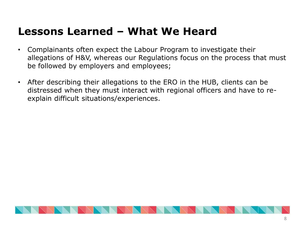 lessons learned what we heard