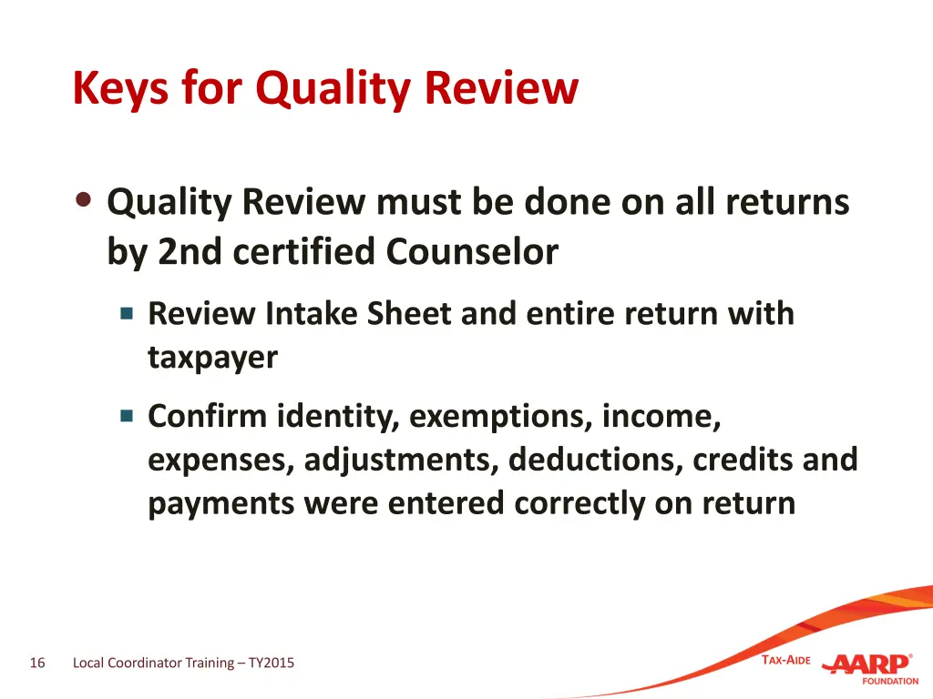 keys for quality review