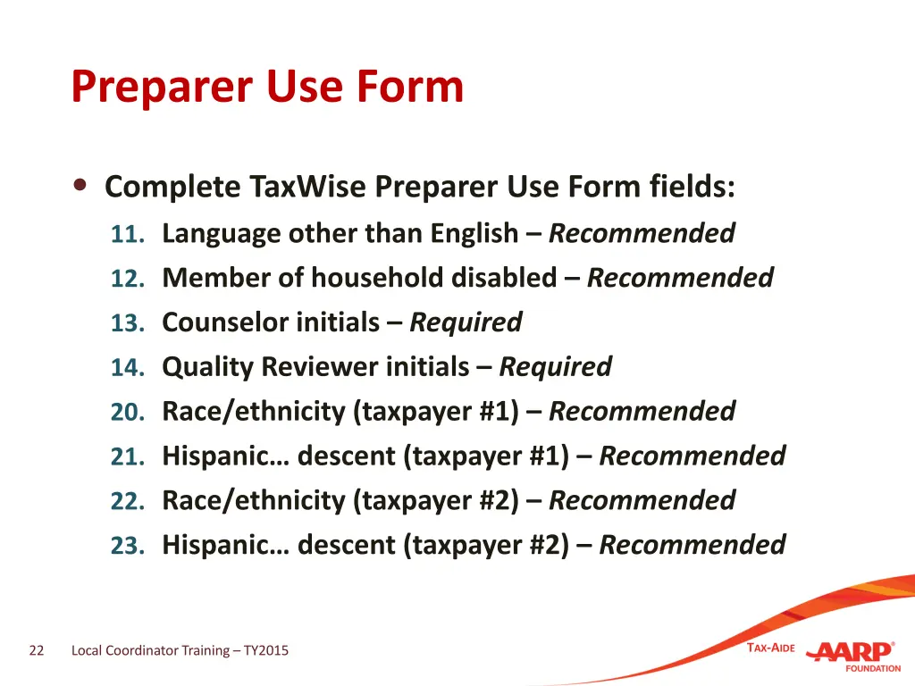 preparer use form
