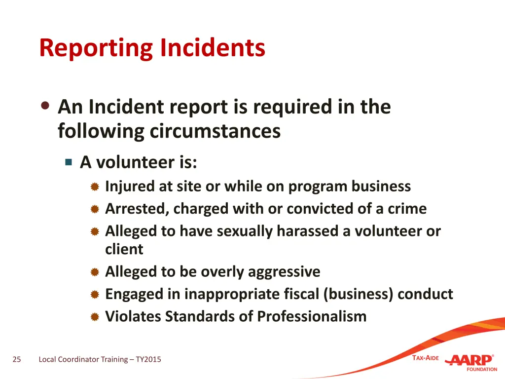 reporting incidents