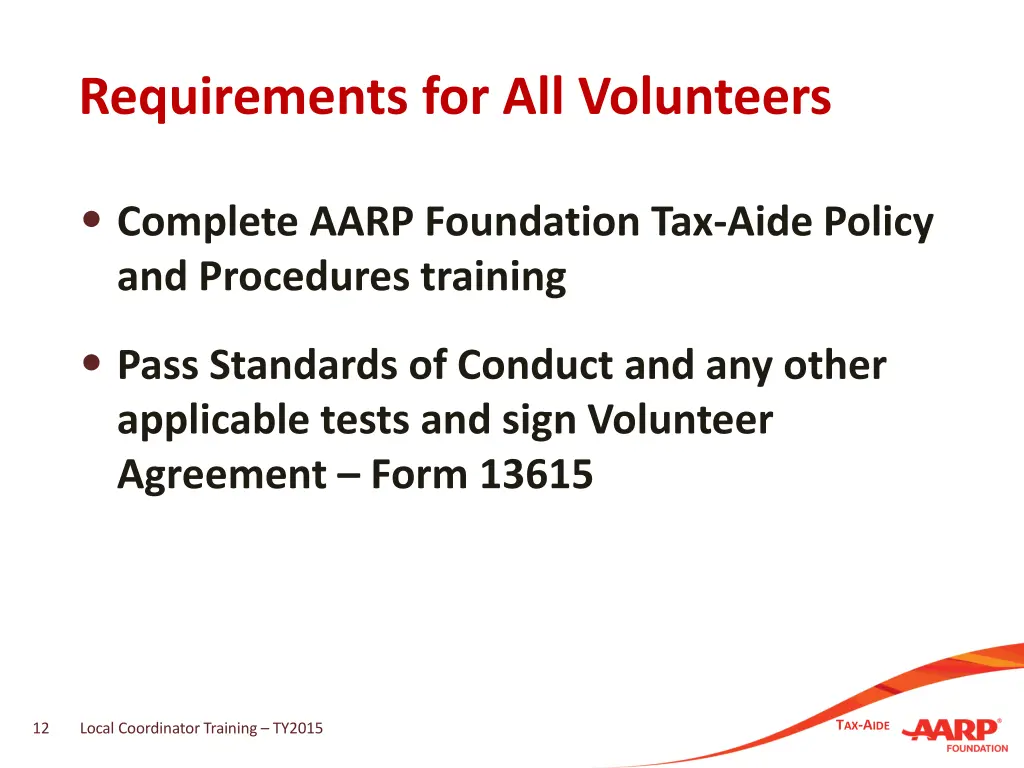 requirements for all volunteers