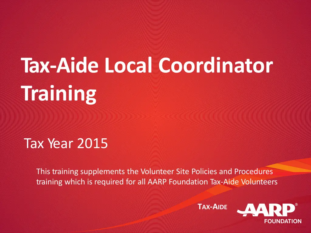 tax aide local coordinator training