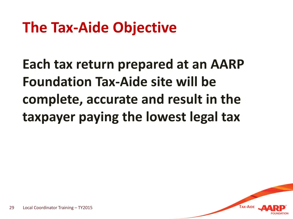 the tax aide objective