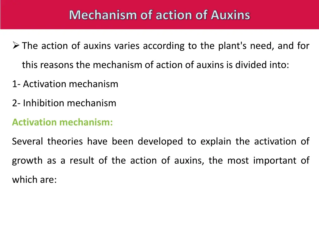 mechanism of action of auxins