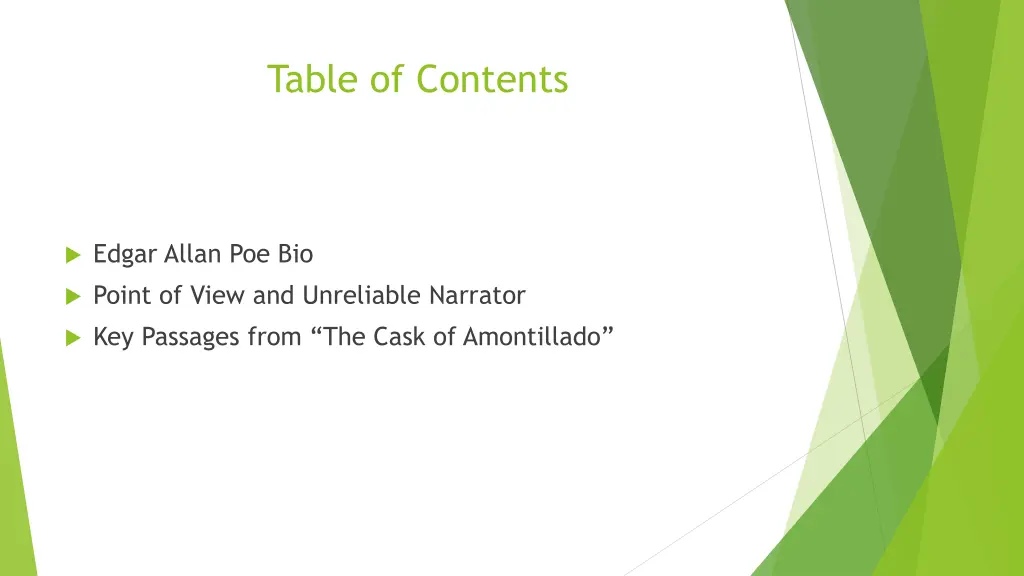 table of contents
