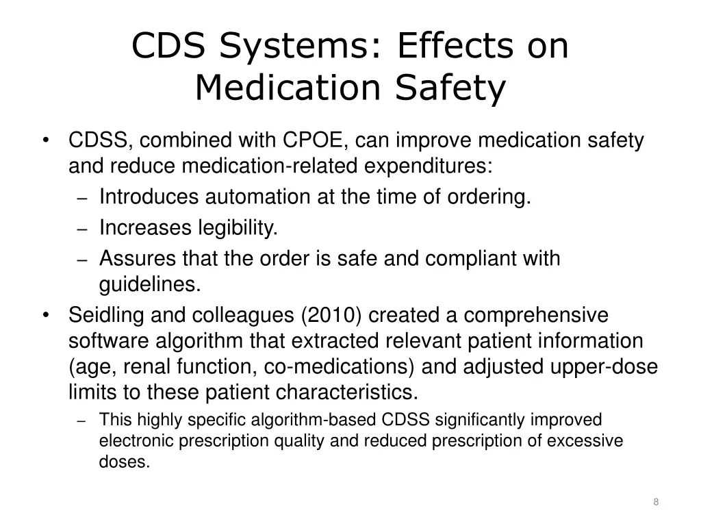 cds systems effects on medication safety