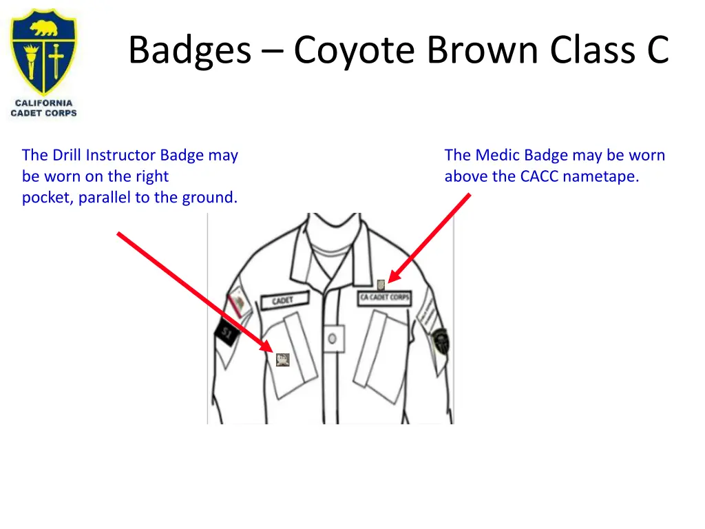 badges coyote brown class c