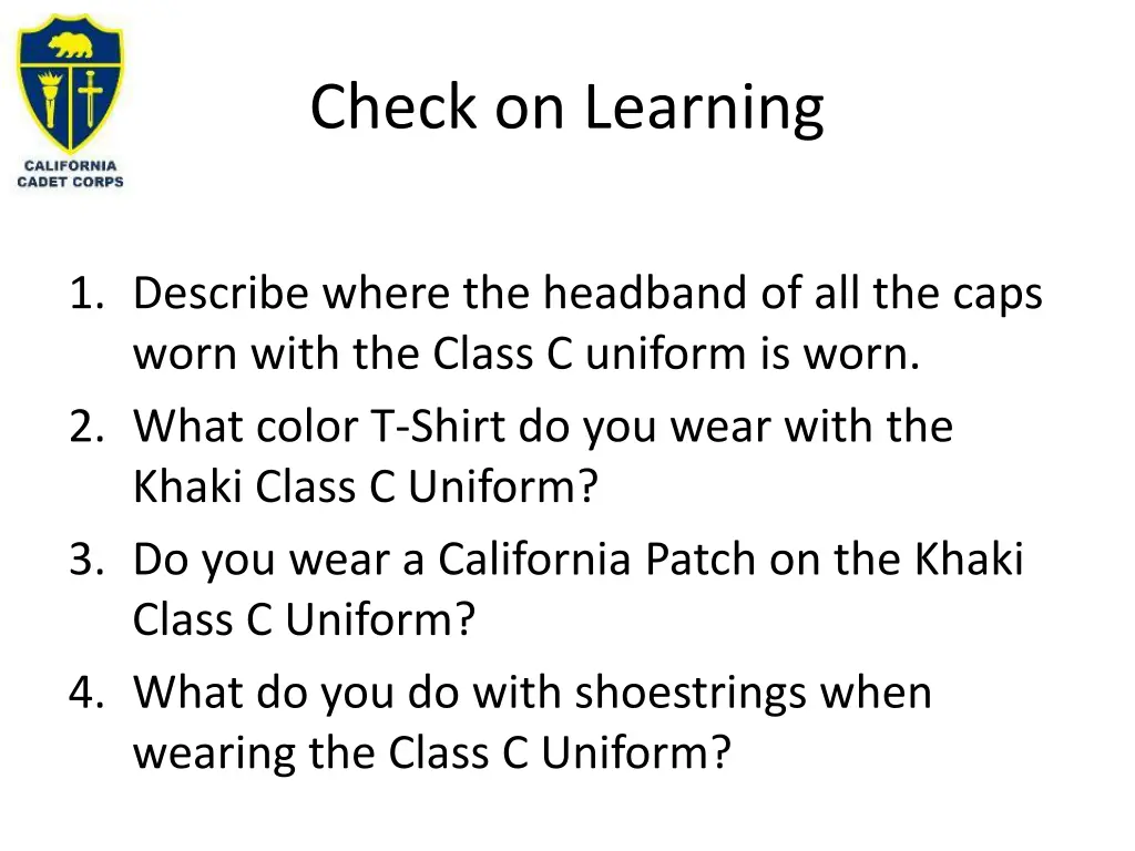 check on learning 1