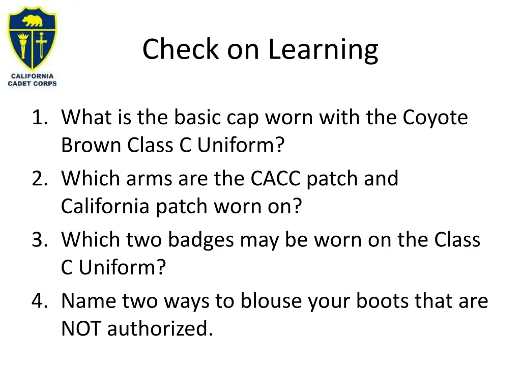 check on learning