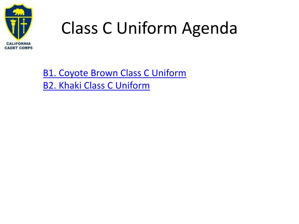 class c uniform agenda