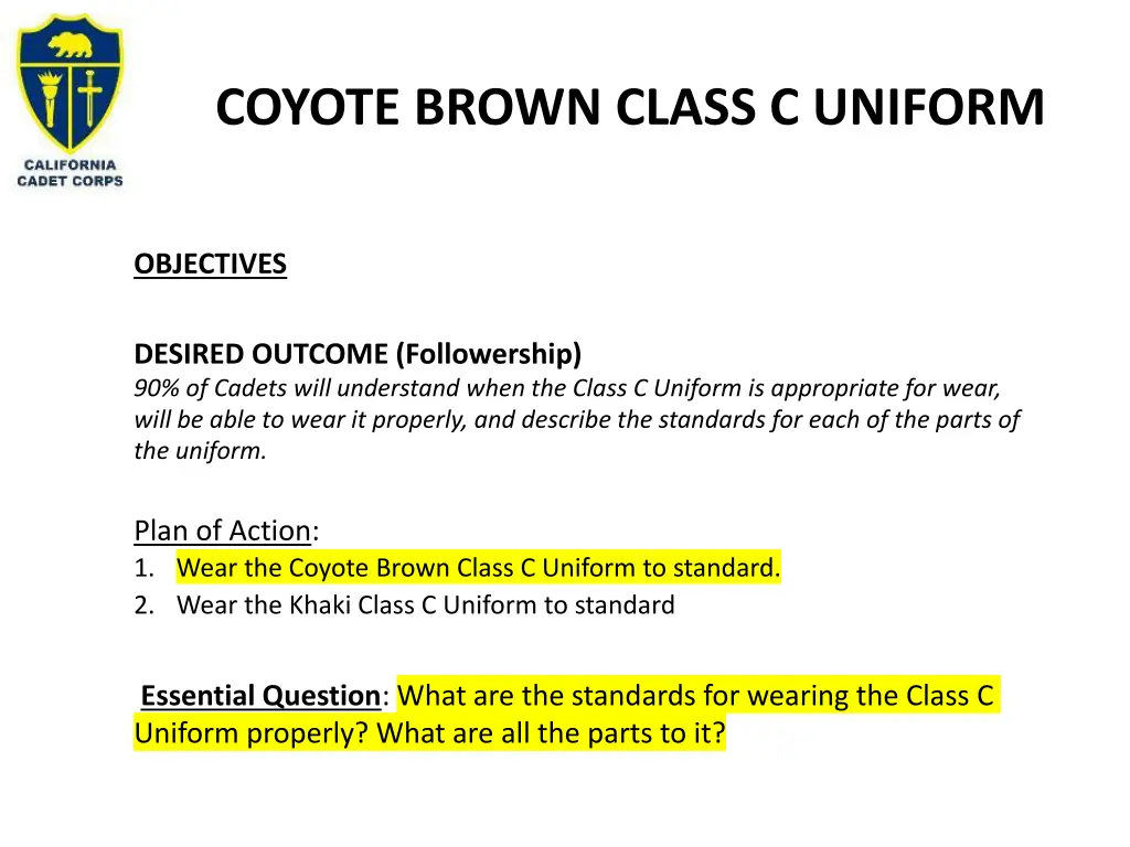 coyote brown class c uniform 1