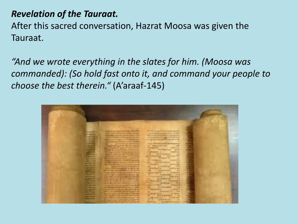 revelation of the tauraat after this sacred