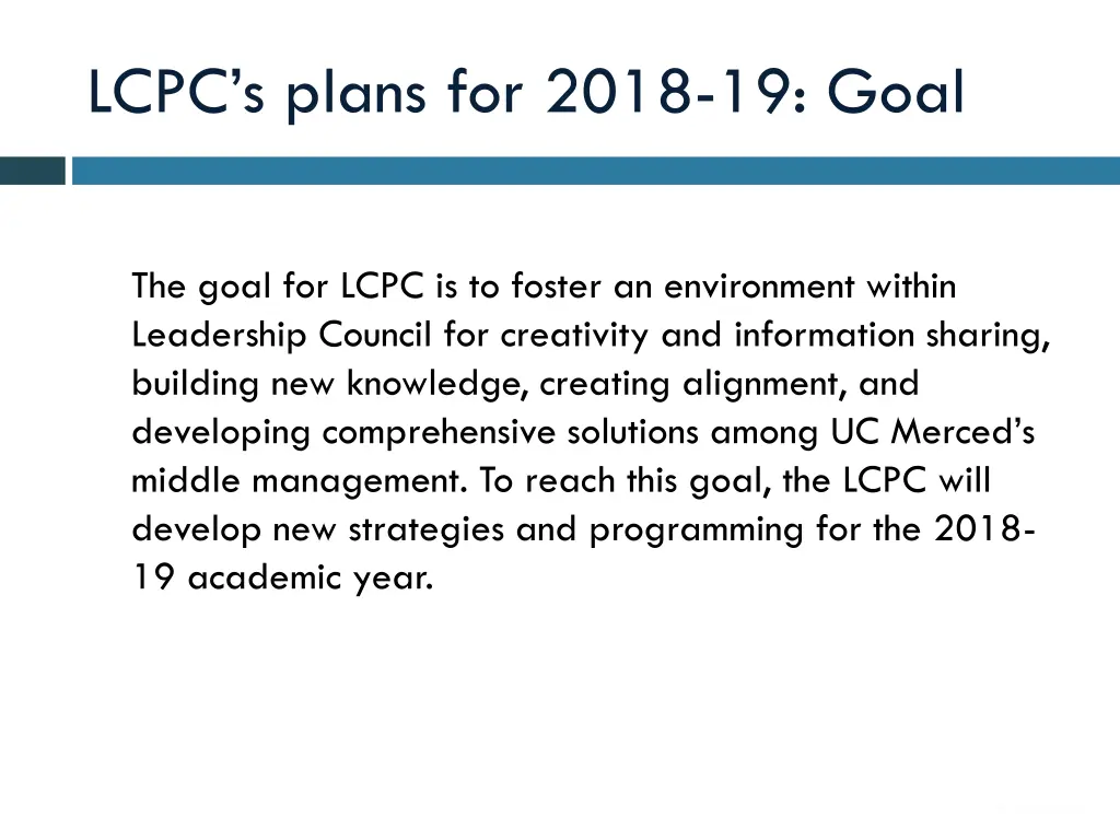 lcpc s plans for 2018 19 goal