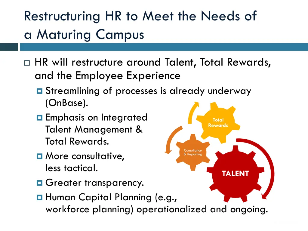 restructuring hr to meet the needs of a maturing