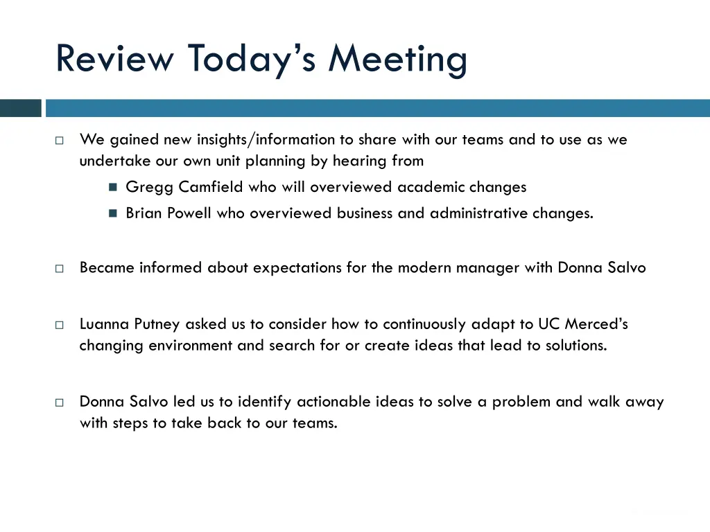 review today s meeting