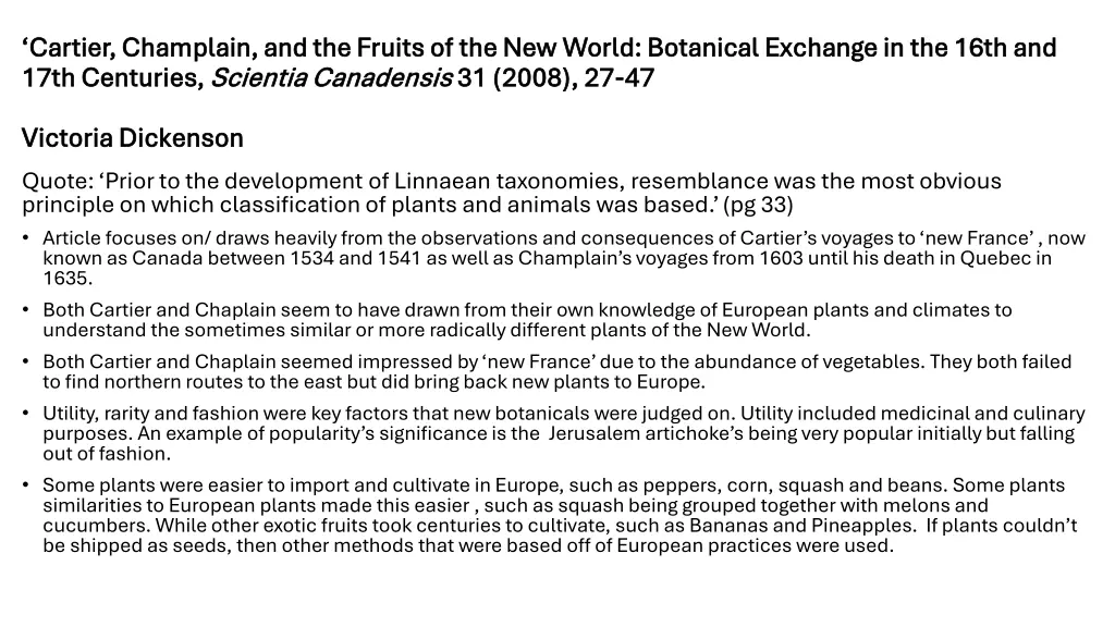 cartier champlain and the fruits of the new world