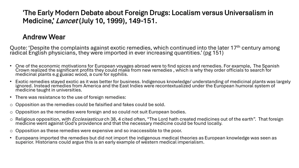 the early modern debate about foreign drugs