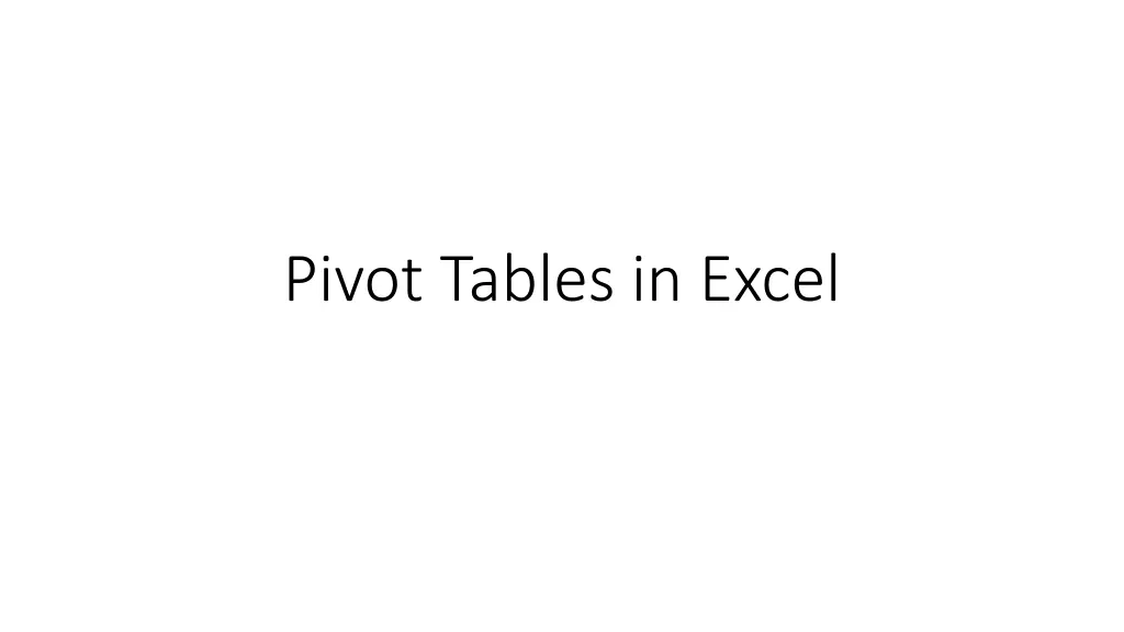 pivot tables in excel