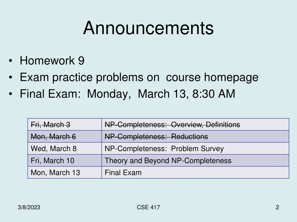 announcements