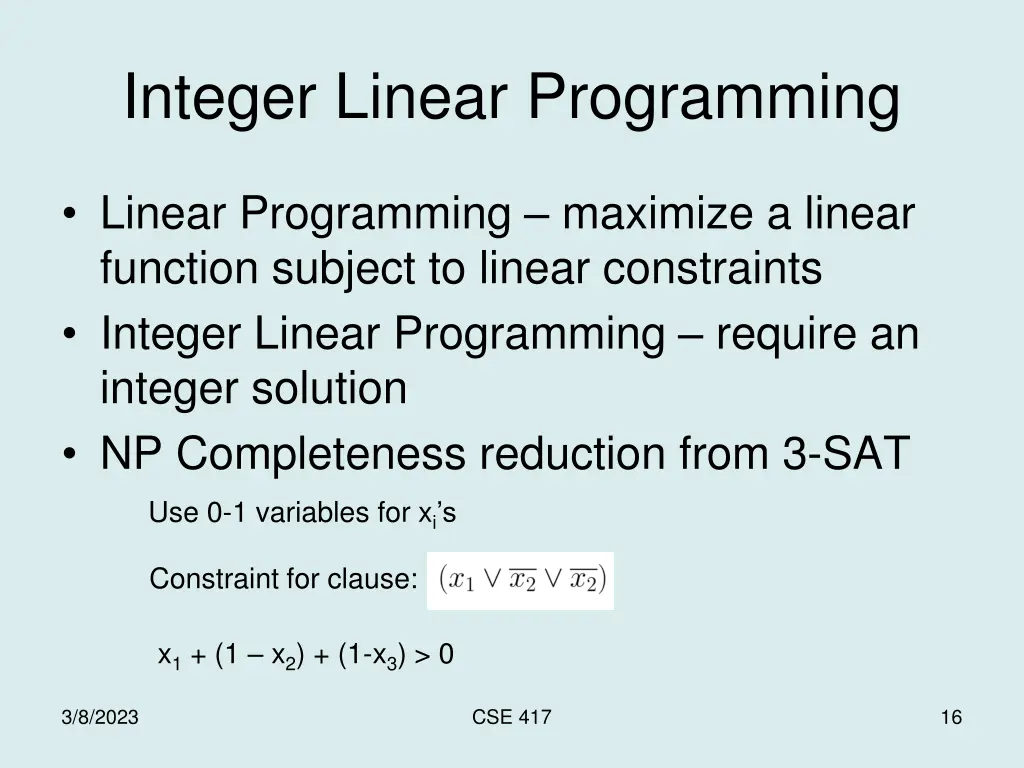 integer linear programming