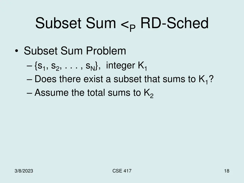subset sum p rd sched